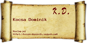 Kocsa Dominik névjegykártya